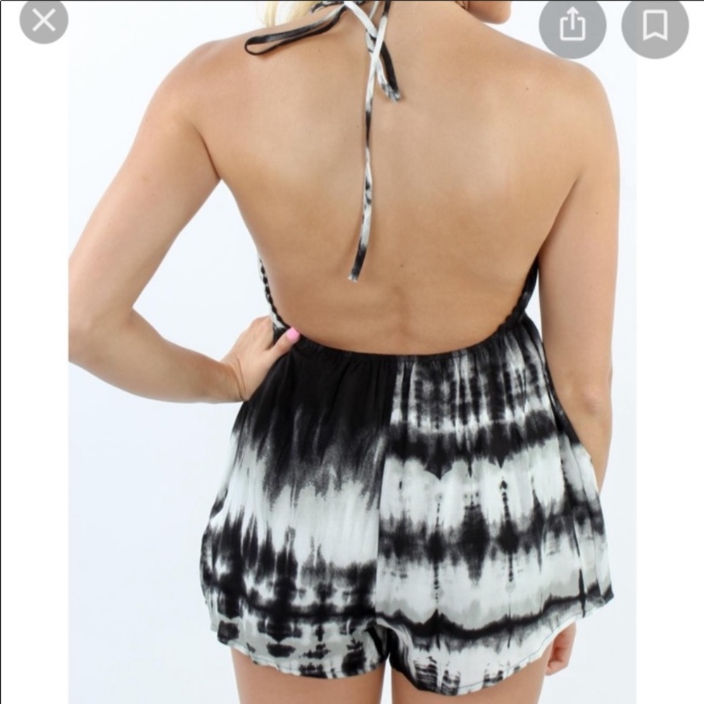 {Audrey 3 + 1}Sz S Black/White Tie Dye Romper - Picture 2 of 8